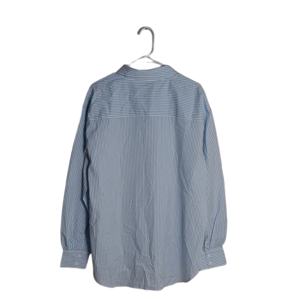 NWT S O Women's Oversize Botton Down Blue White Stripe Shirt. Size 1X - Picture 2 of 6